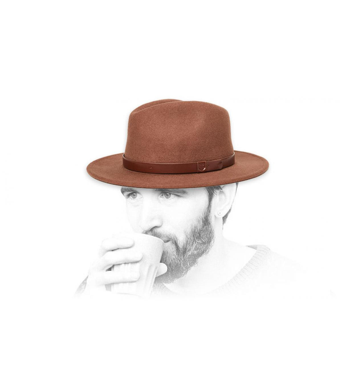 Filz Hut braun Messer Fedora bison